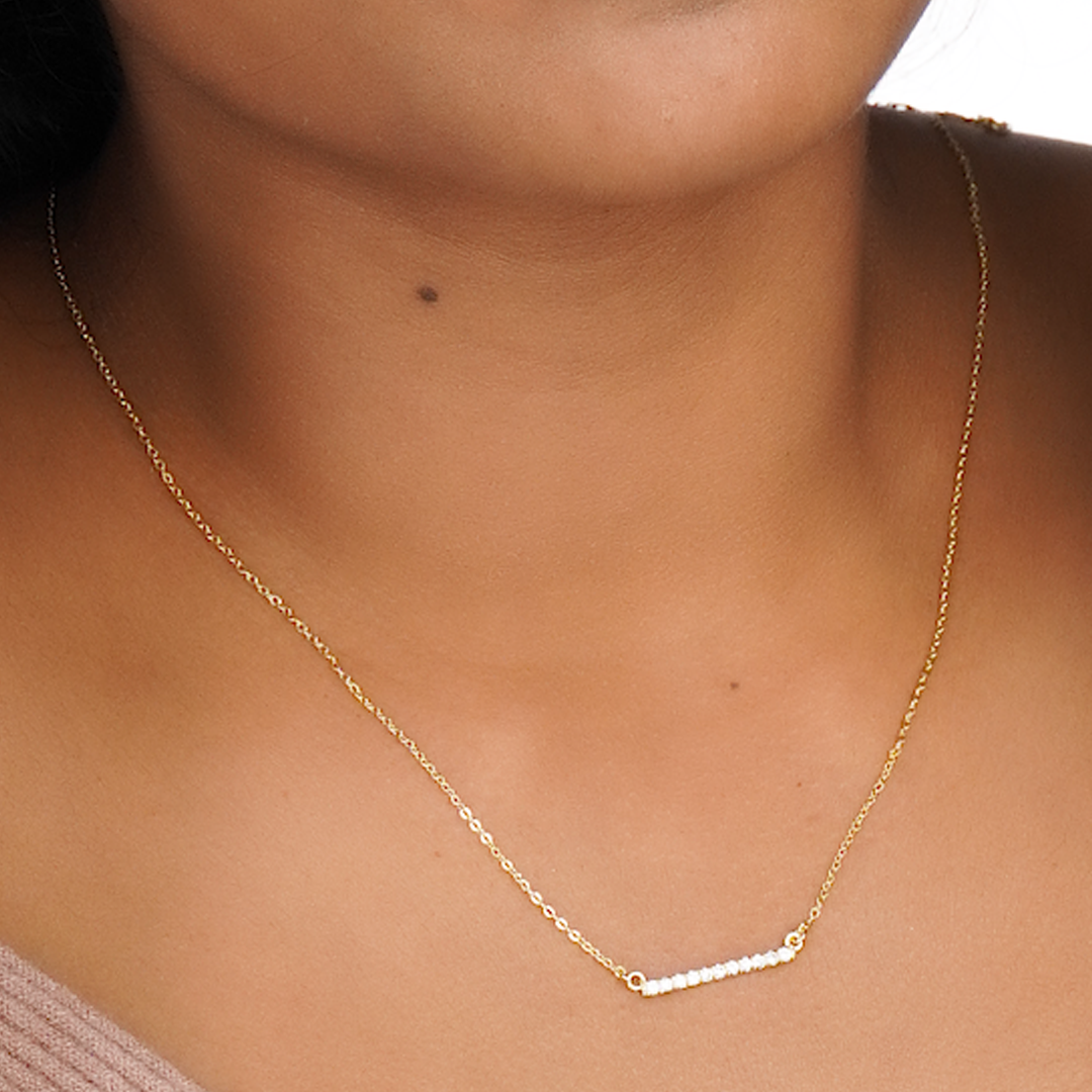 Silverings 925 Sterling Silver Bling Bar Zircon Necklace