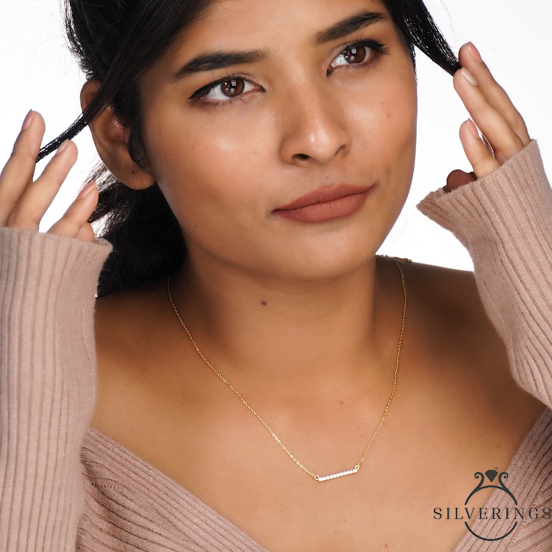 Bling Bar Zircon Necklace - Silverings