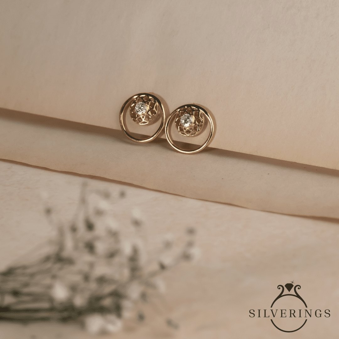 Circle of life Gold Zircon Earrings - Silverings