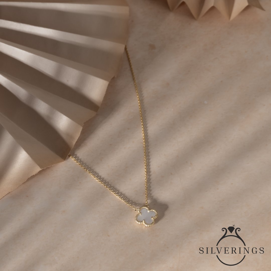Clever Mother of Pearl Gold Necklace - Silverings