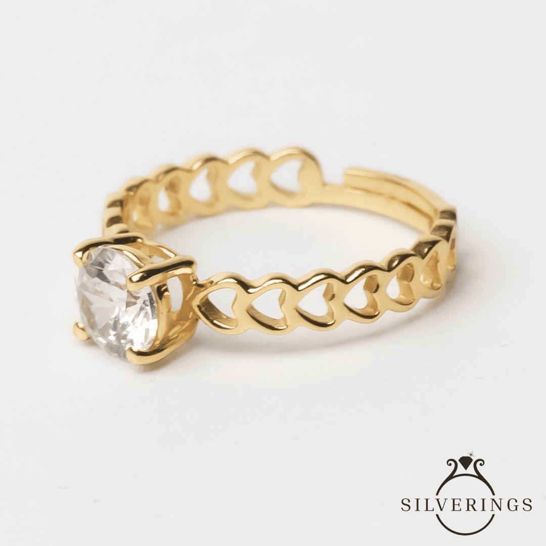 Heart up my Sleeve Gold Zircon Ring - Silverings