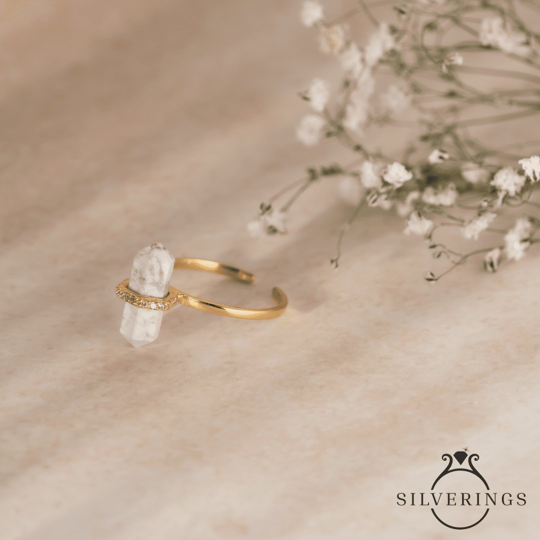 Holwilte Hexagon Adjustable Gold Zircon Ring - Silverings