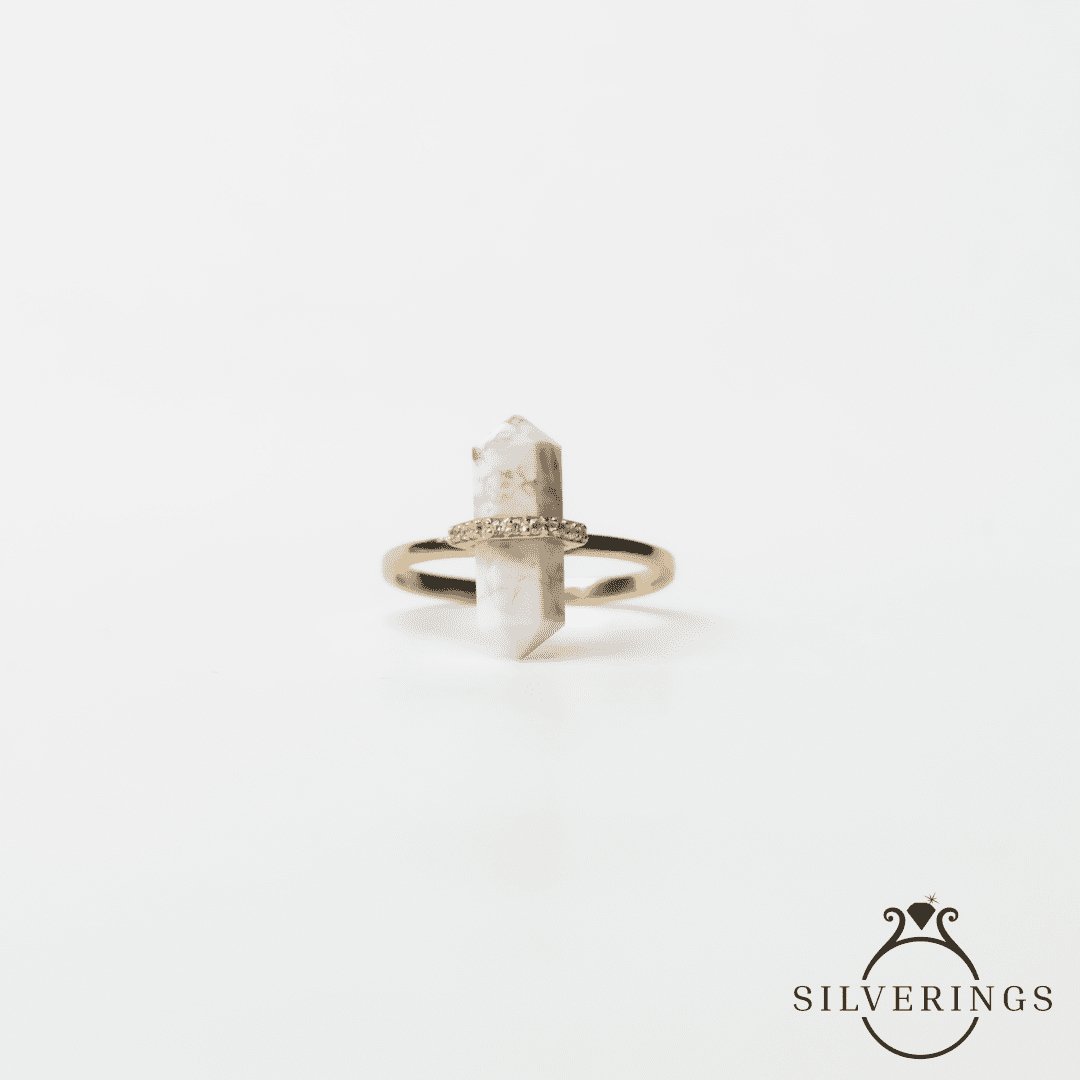 Holwilte Hexagon Adjustable Gold Zircon Ring - Silverings