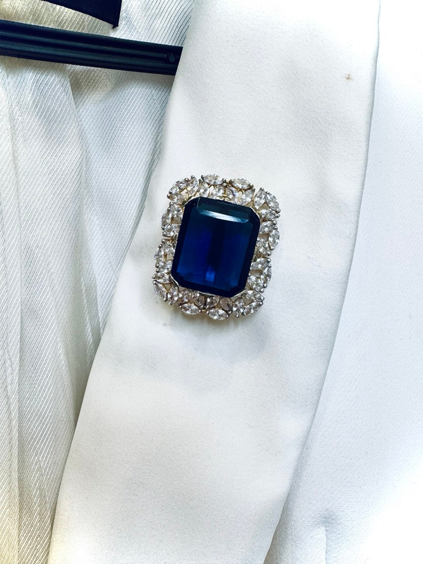 Sapphire Majesty Moissanite Brooch - Silverings