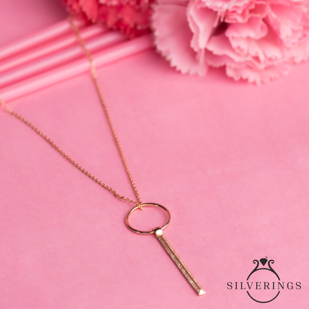 Skylight Zircon Neck Dangler (Comes with a Rose Gold Chain) - Silverings