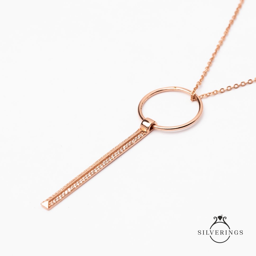 Skylight Zircon Neck Dangler (Comes with a Rose Gold Chain) - Silverings
