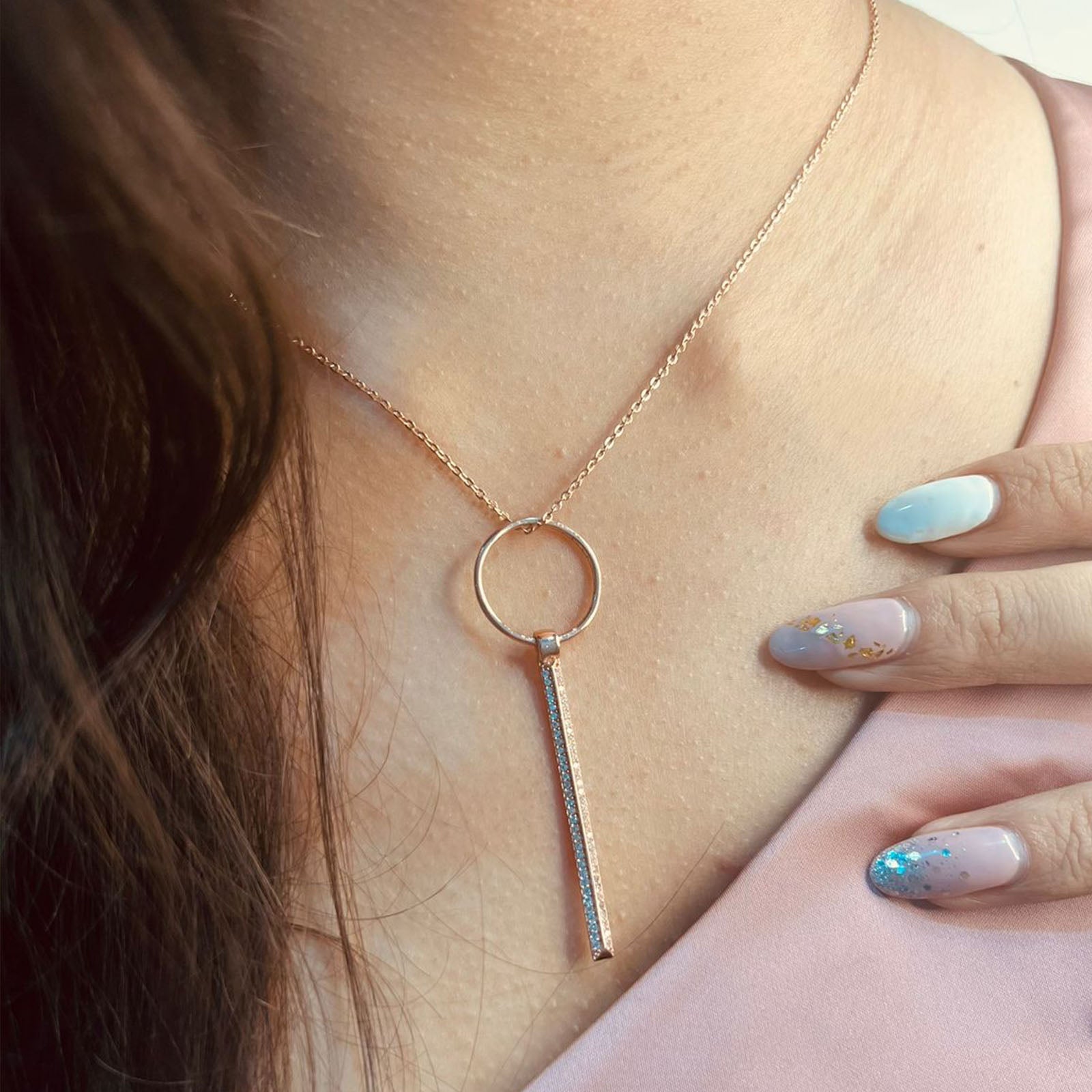 Skylight Zircon Neck Dangler (Comes with a Rose Gold Chain) - Silverings