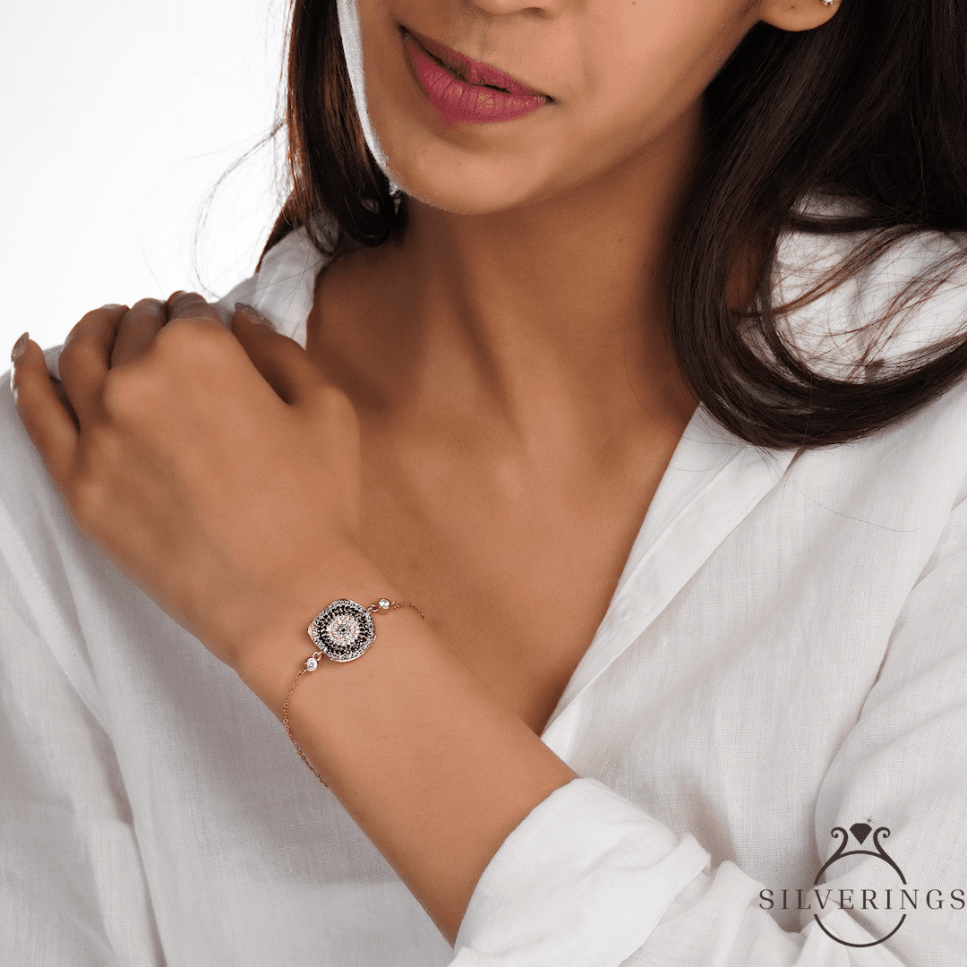 Evil eye Zircon Bracelet - SilveringsJewellery