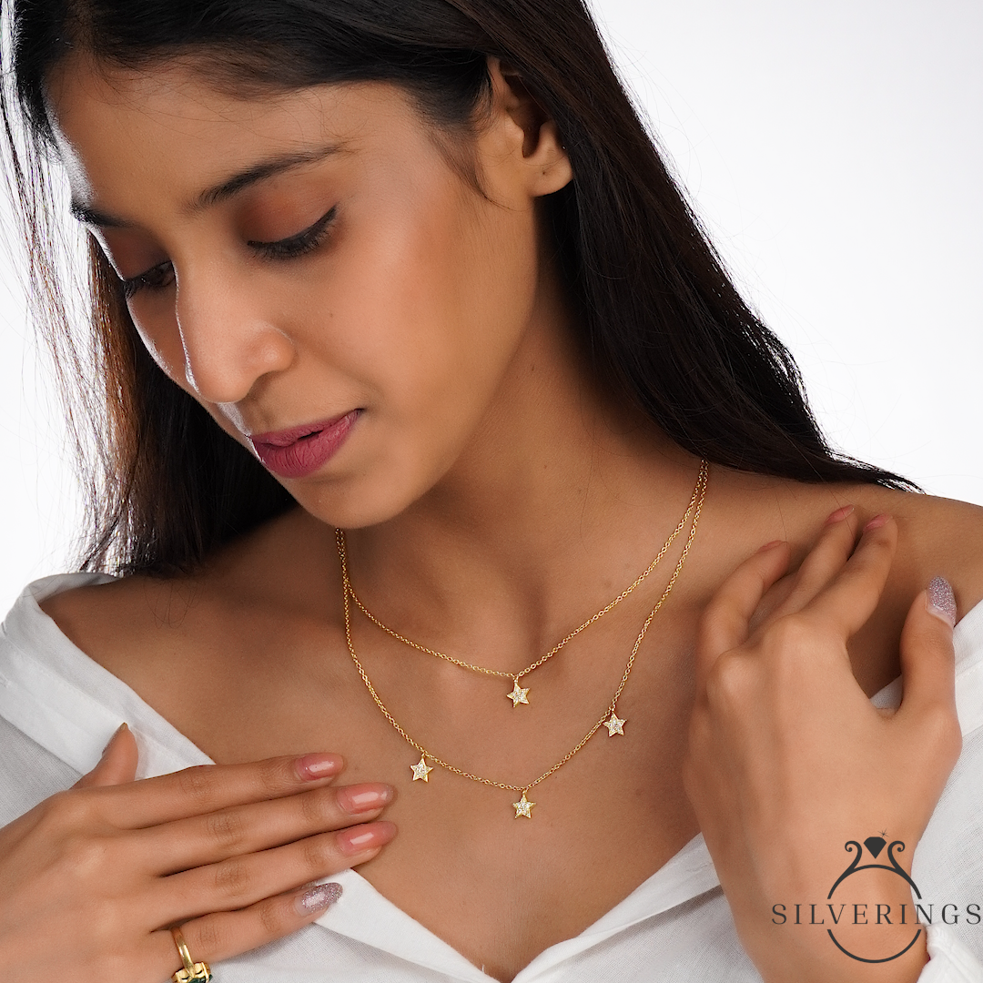 Royal Double Layer Zircon Necklace - SilveringsJewellery