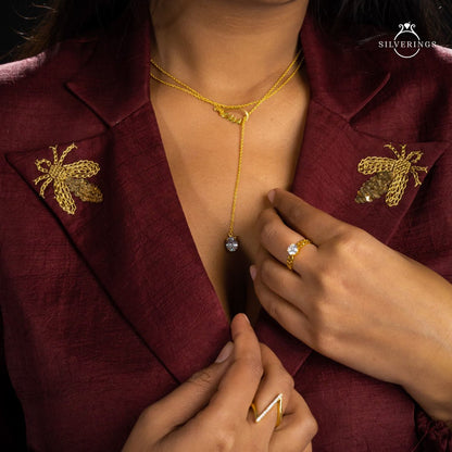 Broken Angel Gold Zircon Necklace - Silverings