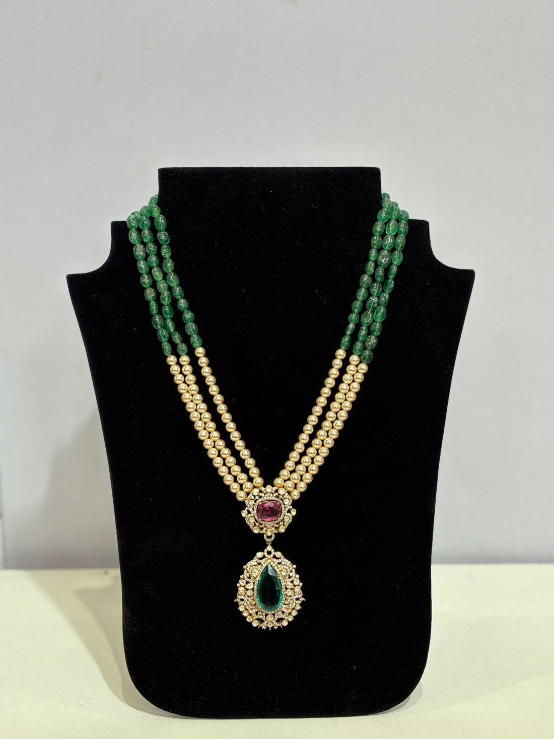 Dual Stone Royal Drop Pendant only - Silverings
