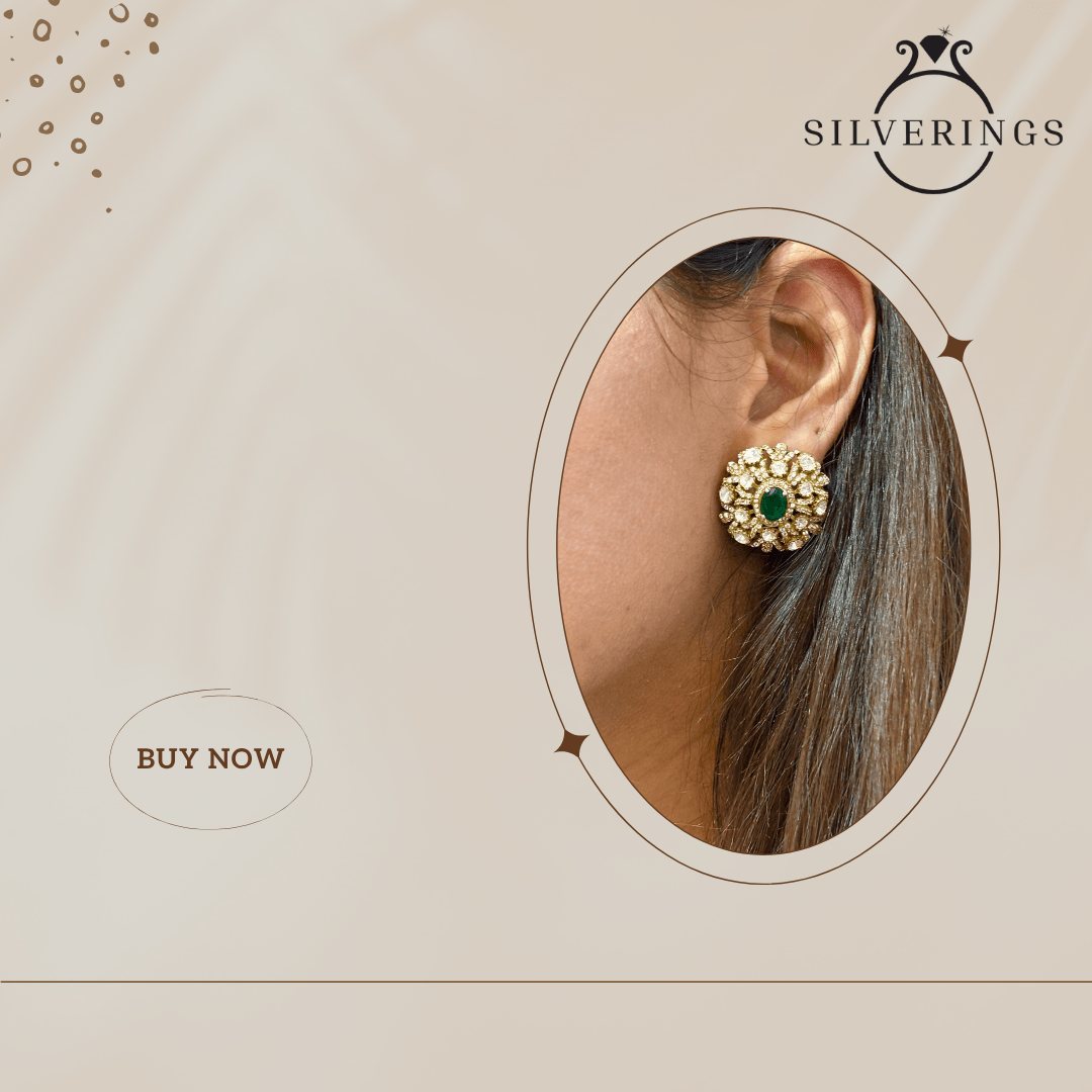 Emerald Blossom Moissanite Studs - Silverings