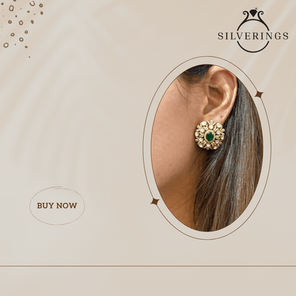 Emerald Blossom Moissanite Studs - Silverings