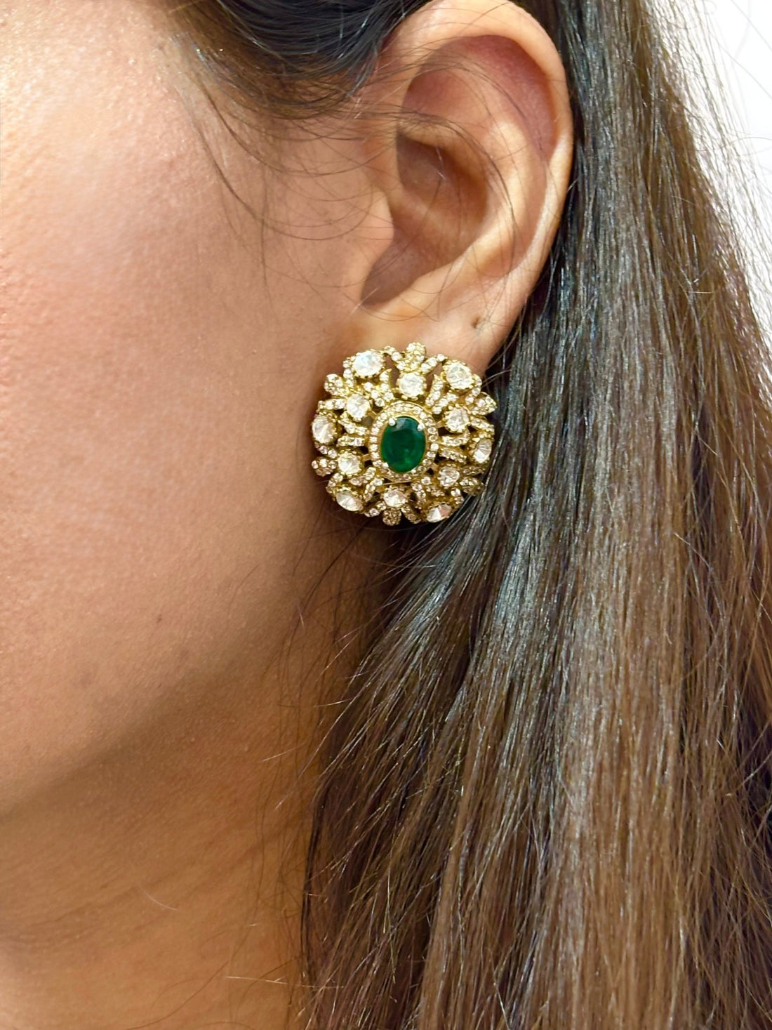 Emerald Blossom Moissanite Studs - Silverings