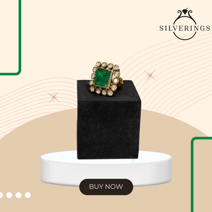 Emerald Empress Moissanite Ring - Silverings