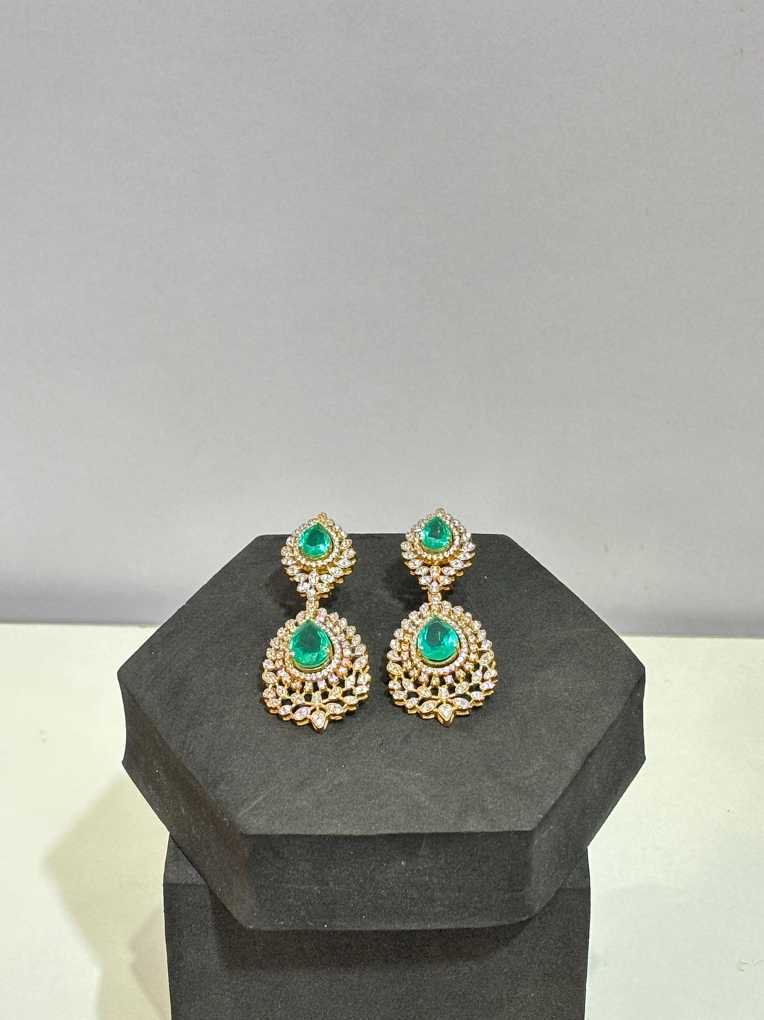 Emerald Moissanite Chandbali Earrings - Silverings