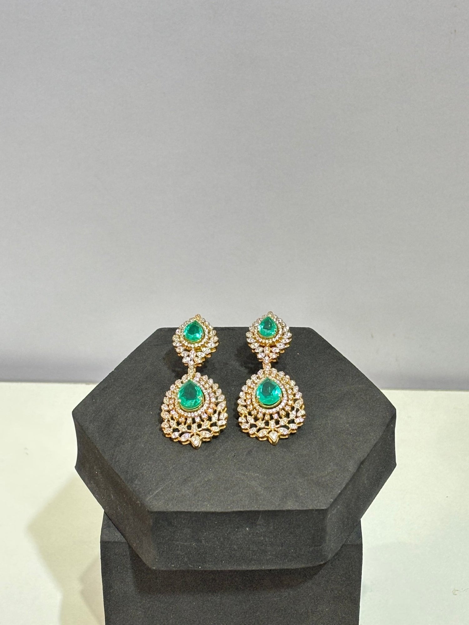 Emerald Moissanite Chandbali Earrings - Silverings
