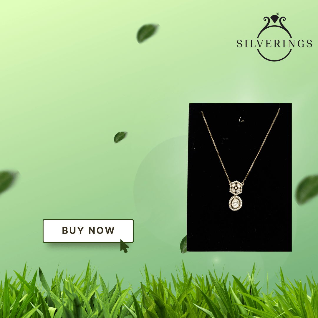 Floral Moissanite Drop Necklace - Silverings