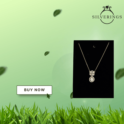 Floral Moissanite Drop Necklace - Silverings