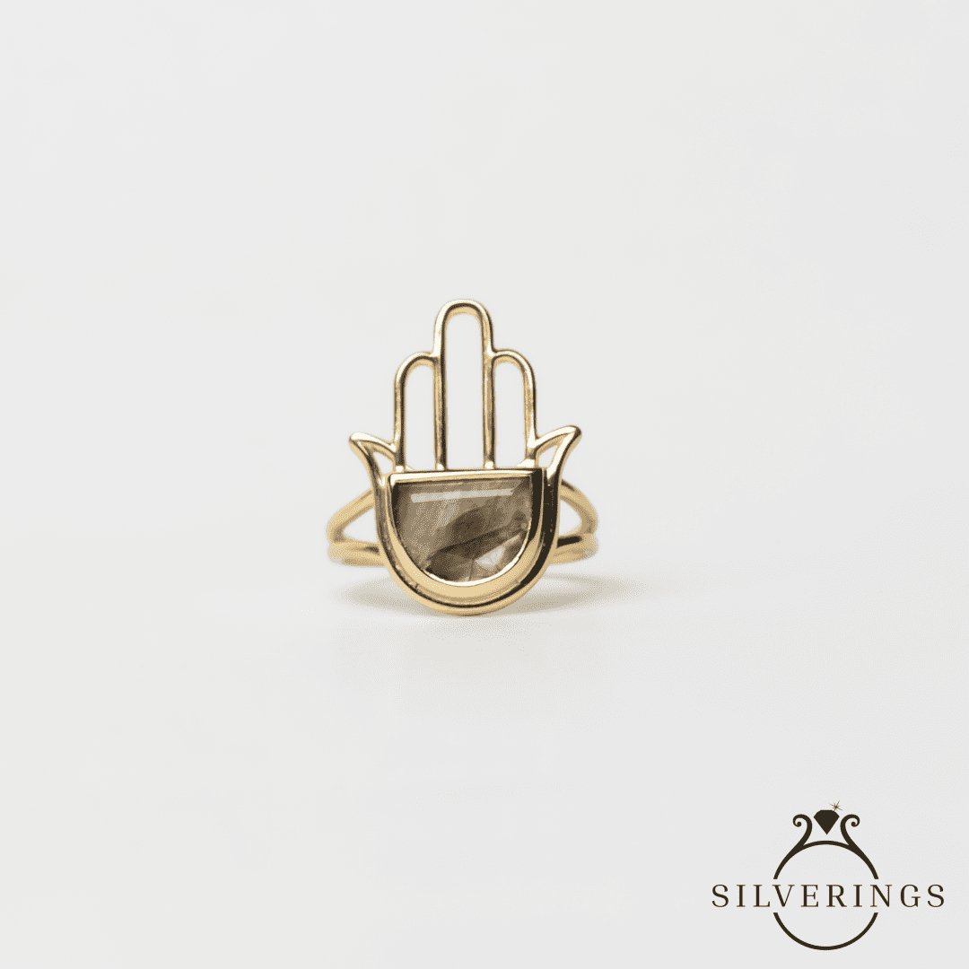 Hamsa luck Gold Labradorite Ring - Silverings