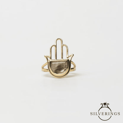 Hamsa luck Gold Labradorite Ring - Silverings
