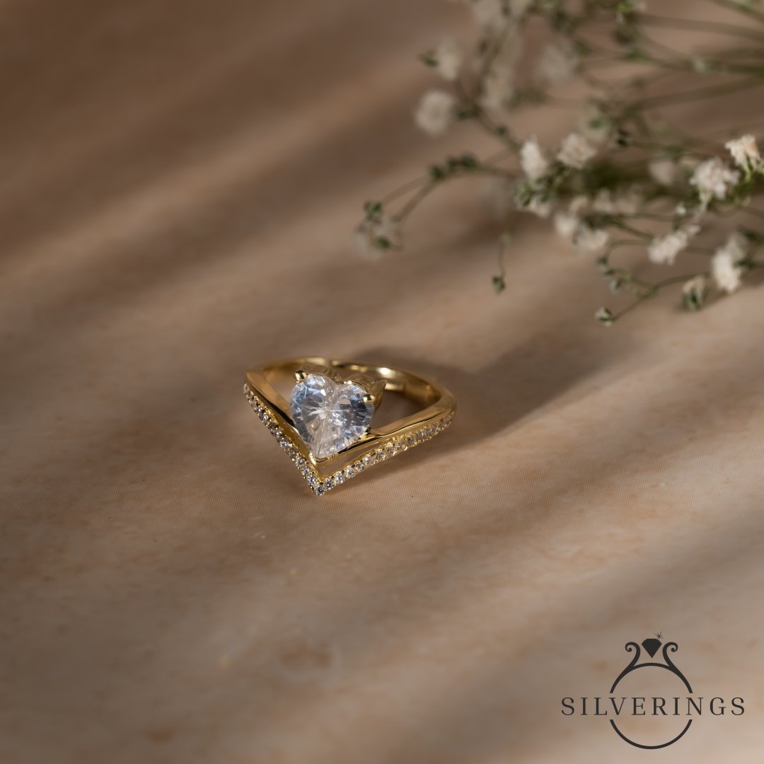 Heart of Gold Solitaire Ring - Silverings