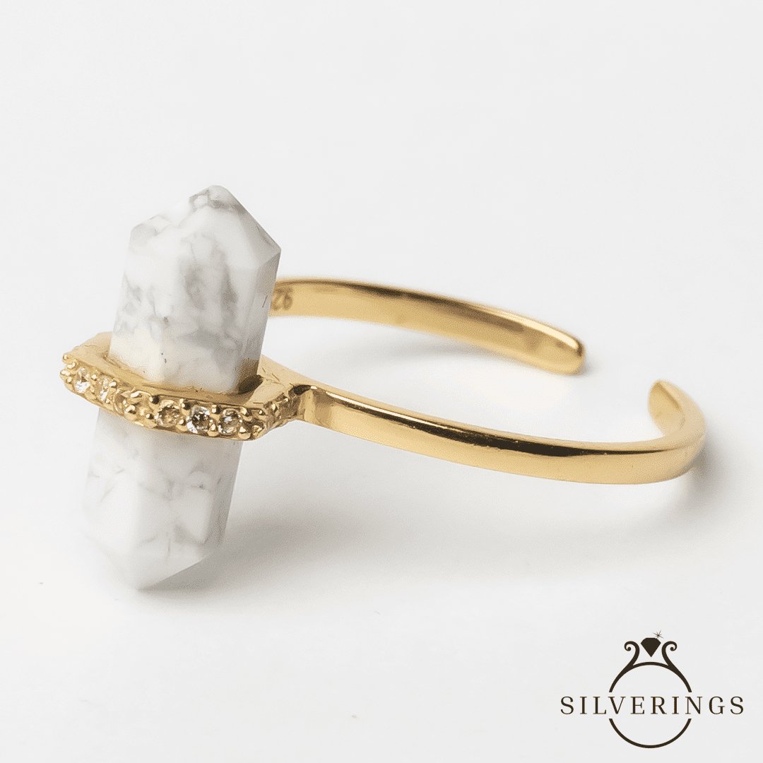 Holwilte Hexagon Adjustable Gold Zircon Ring - Silverings
