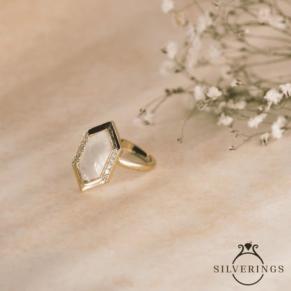 Holy Mother of Pearl Gold Zircon Ring - Silverings