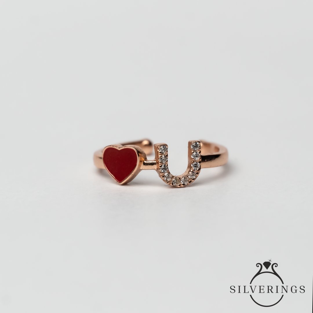 Love you Enamel Zircon Ring - Silverings