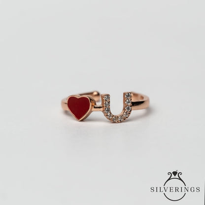 Love you Enamel Zircon Ring - Silverings
