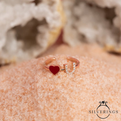 Love you Enamel Zircon Ring - Silverings