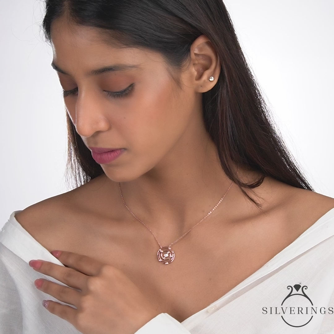 Silverings 925 Sterling Silver  Center Of my World Zircon Necklace