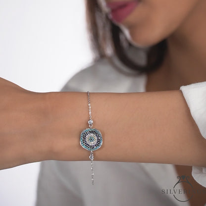 Silverings 925 Sterling Silver  Evil eye Zircon Bracelet
