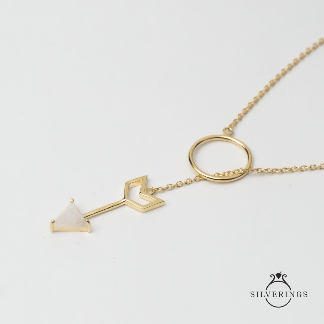 Rainbow Moonstone Gold Necklace - Silverings