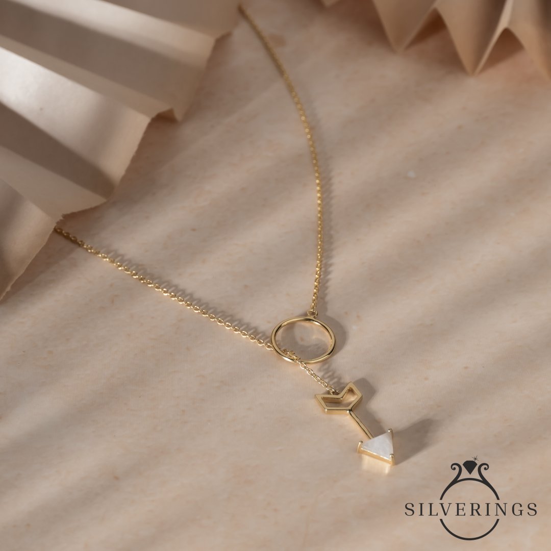 Rainbow Moonstone Gold Necklace - Silverings