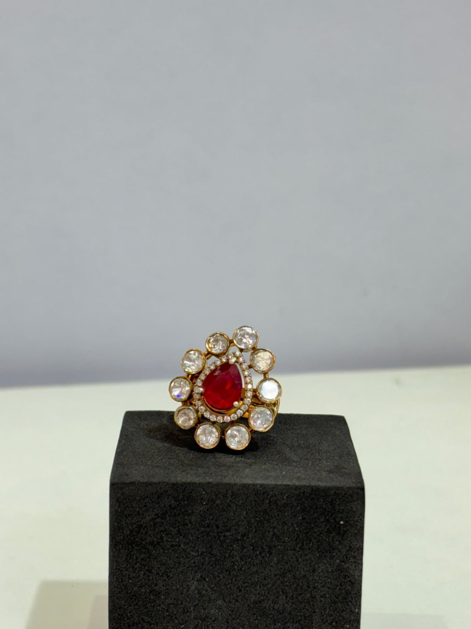 Royal Ruby Teardrop Moissanite Ring - Silverings
