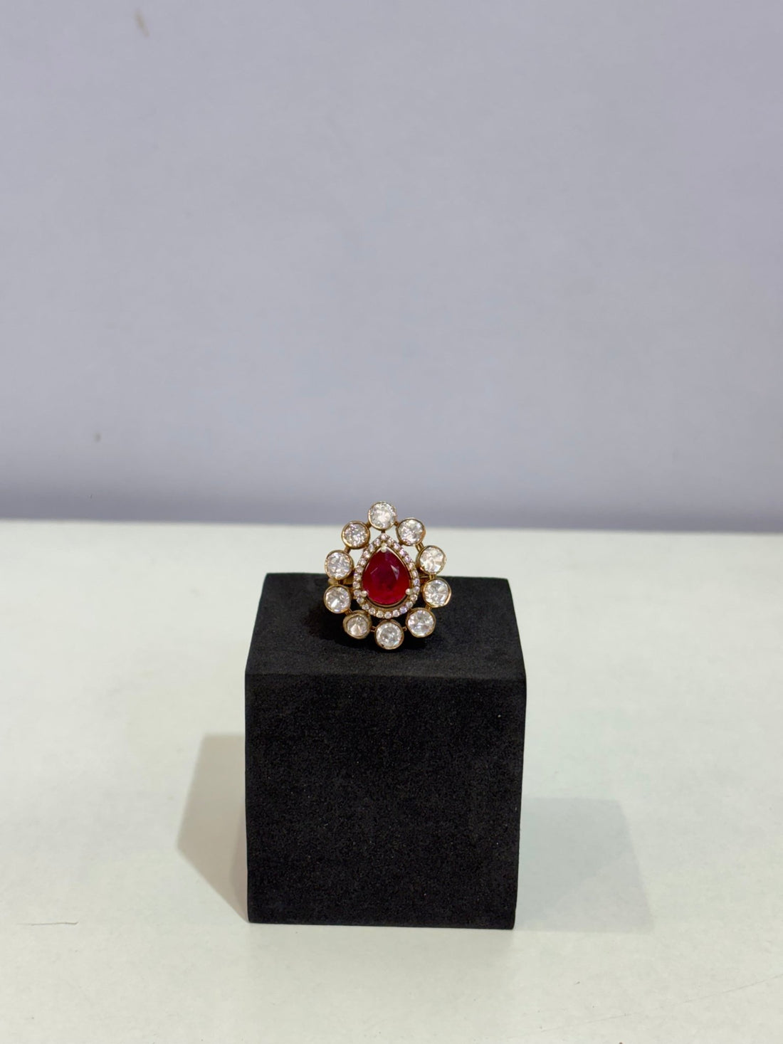 Royal Ruby Teardrop Moissanite Ring - Silverings