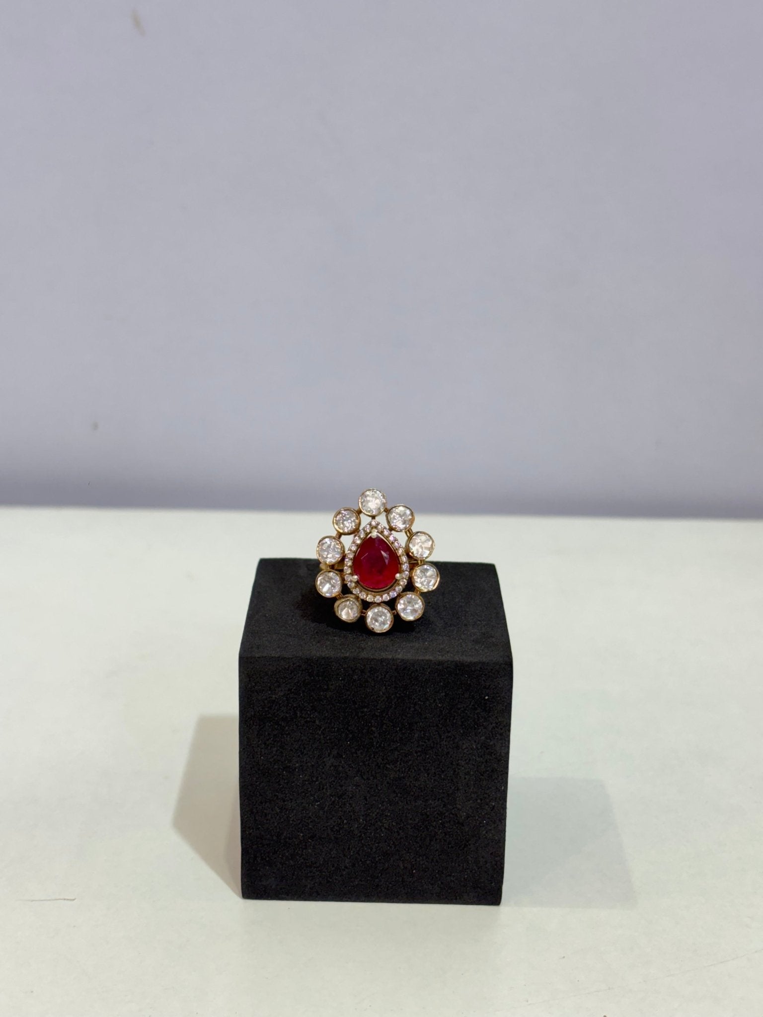 Royal Ruby Teardrop Moissanite Ring - Silverings