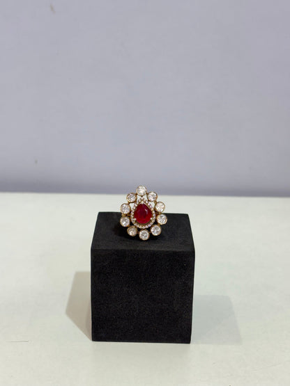 Royal Ruby Teardrop Moissanite Ring - Silverings