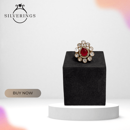 Royal Ruby Teardrop Moissanite Ring - Silverings