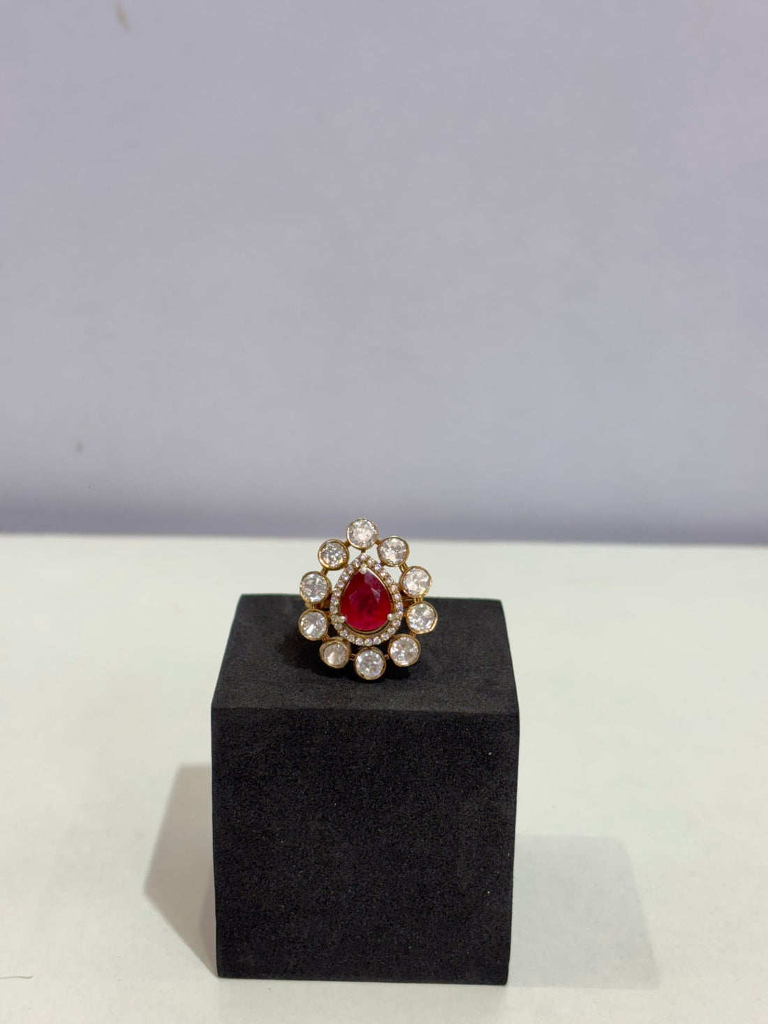 Royal Ruby Teardrop Moissanite Ring - Silverings