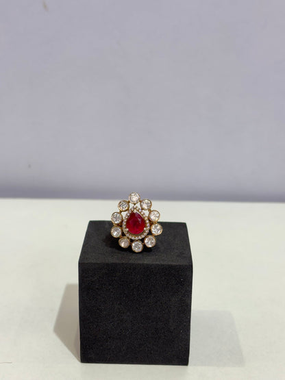 Royal Ruby Teardrop Moissanite Ring - Silverings