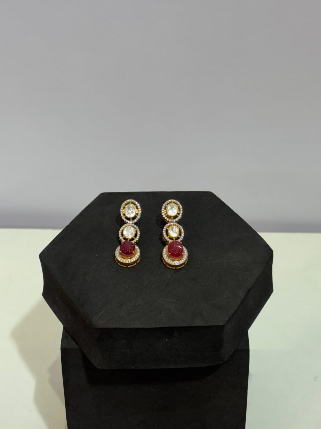 Ruby Moissanite Dual - Drop Earring - Silverings