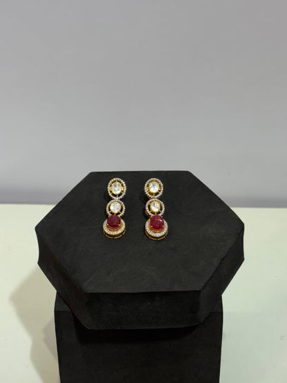 Ruby Moissanite Dual - Drop Earring - Silverings
