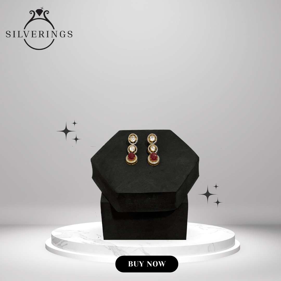 Ruby Moissanite Dual - Drop Earring - Silverings