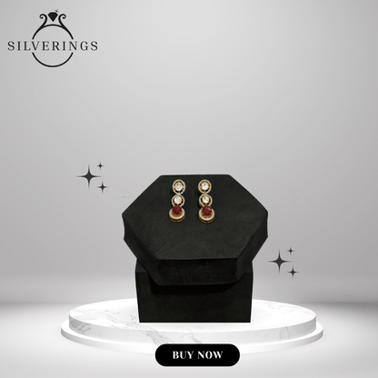 Ruby Moissanite Dual - Drop Earring - Silverings