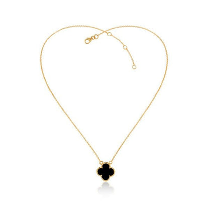 Silverings 925 Sterling Silver Clever Black Onyx Gold Necklace - Silverings