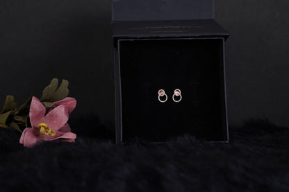 SILVERINGS 925 STERLING TRYST OF LOVE ROSE GOLD EARRINGS - Silverings