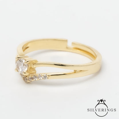 Solitaire drop Zircon Ring - Silverings