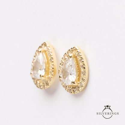 Solitaire Drops Gold Earring - Silverings